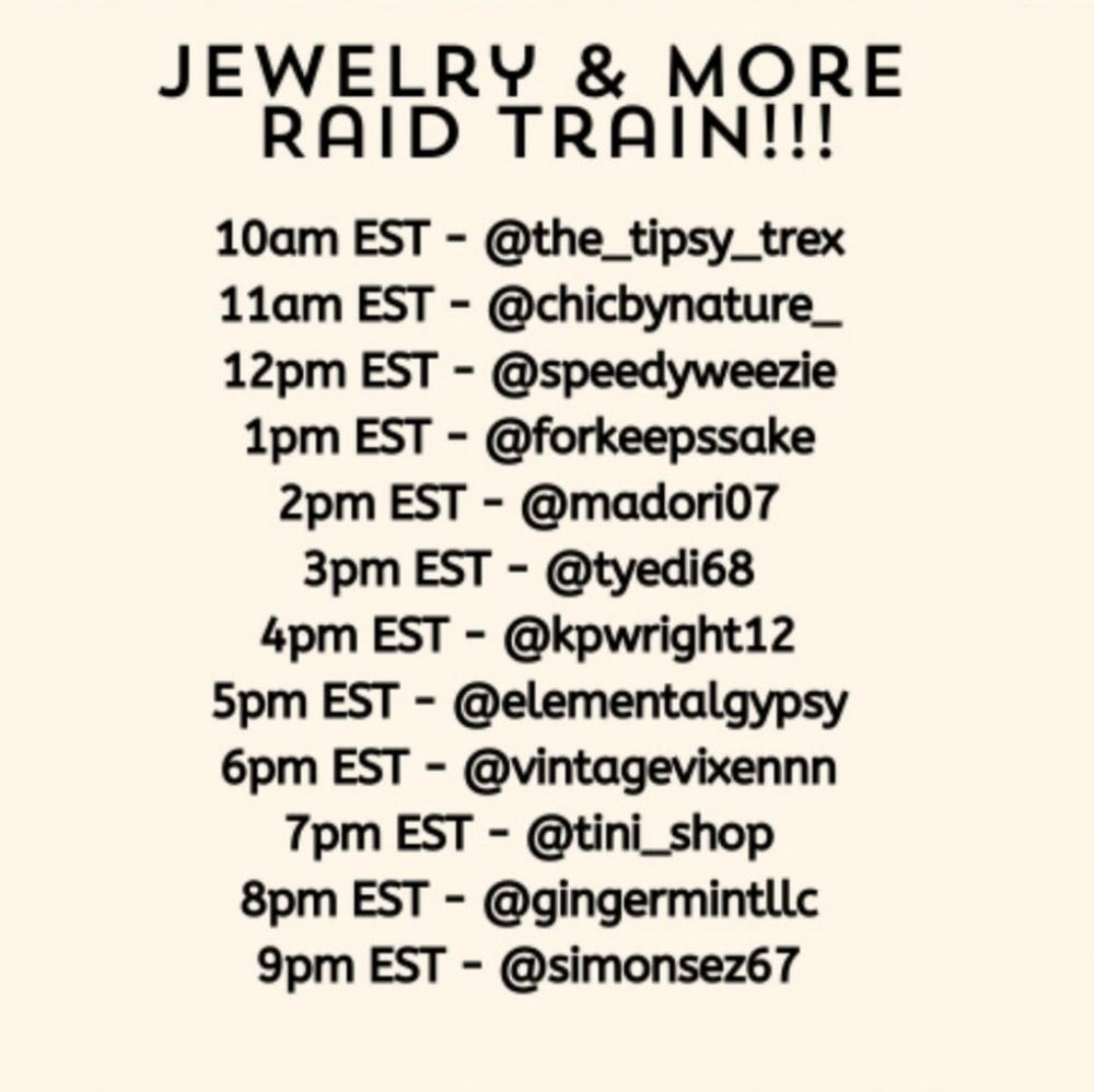 @elementalgypsy Raid Train Jewelry 2pm PDT 7/13